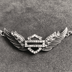 Harley Wings Elegance Necklace: Timeless Design with White Jewelry Accents