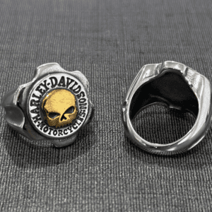 Unisex Harley Skull Ring with Dual Tone Design