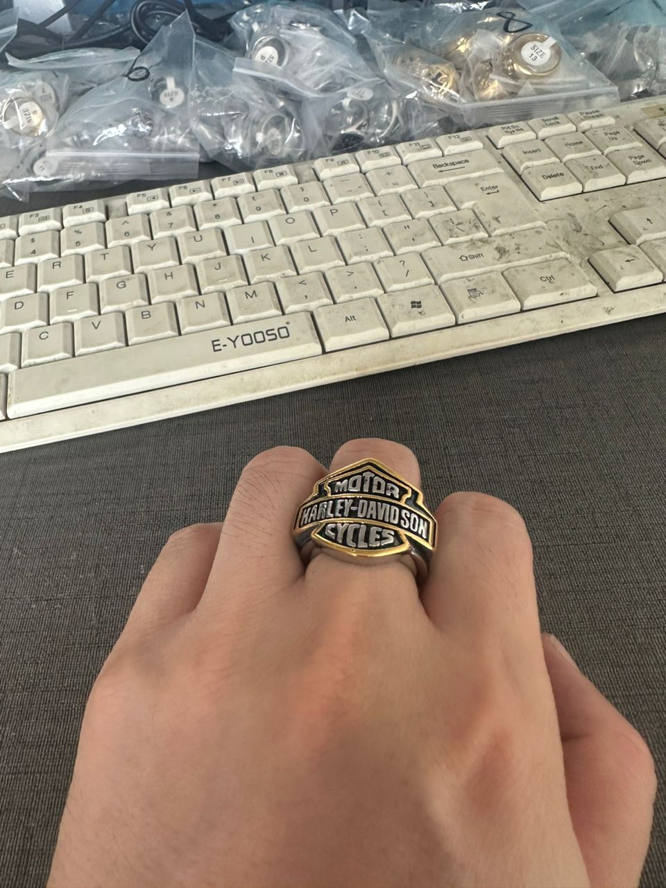 Harley Davidson logo in a golden finish