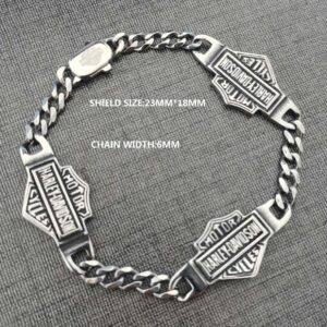 Harley Davidson Bracelet Chain with 3 Shield Logos 2 sizes