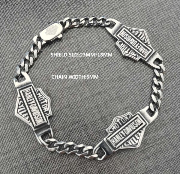 Harley Davidson Bracelet Chain with 3 Shield Logos 2 sizes